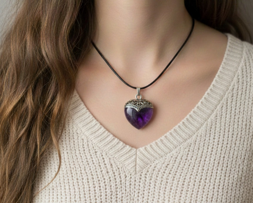 Hart ketting amethist