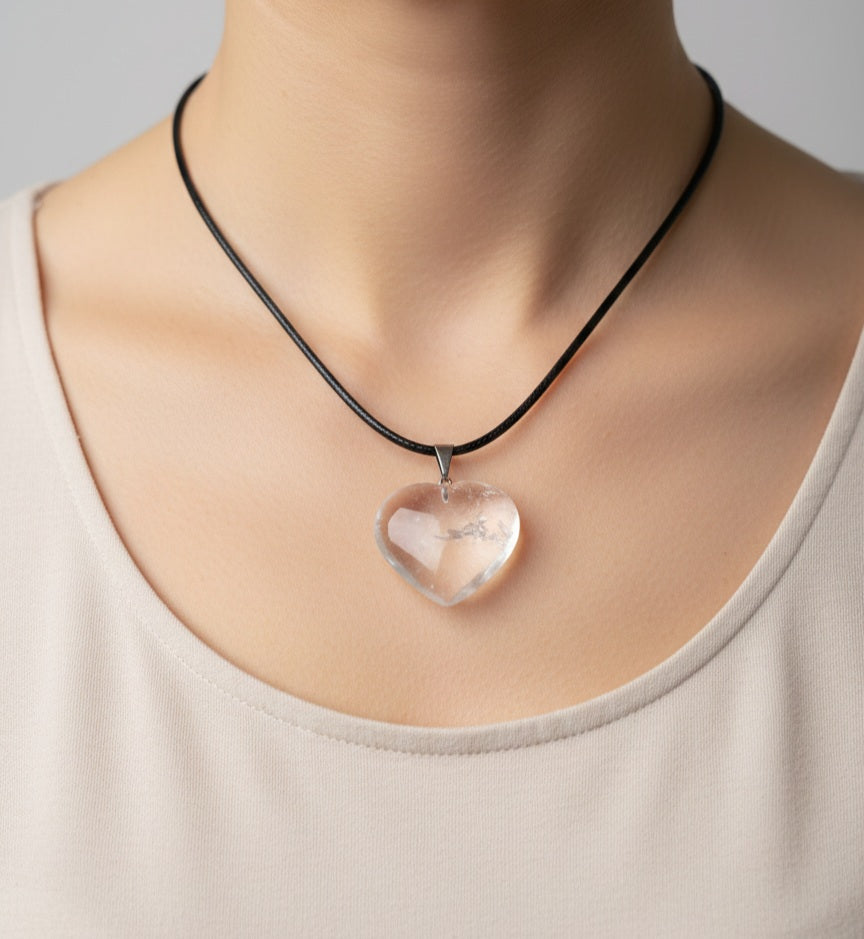 Hart ketting bergkristal